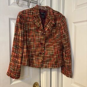 Style & Co Women's Tweed Jacket - Multicolor Y2K Size 12 Petite Fall Colors
